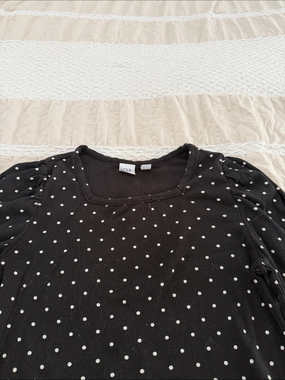 GAP Black Long-Sleeve Polka Dot Tee